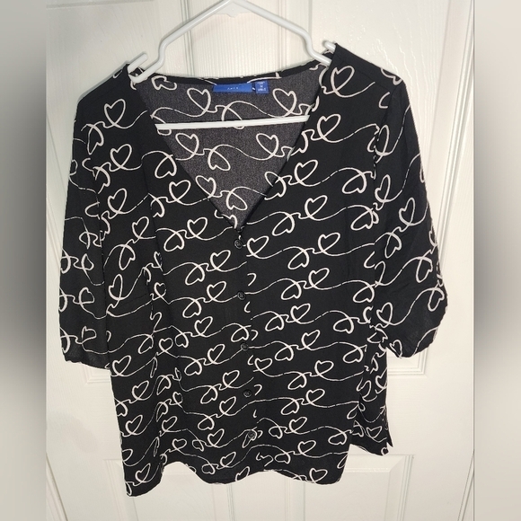 Apt. 9 Tops - Apt 9 Womens Short Sleeve Heart Button Down Blouse 1X